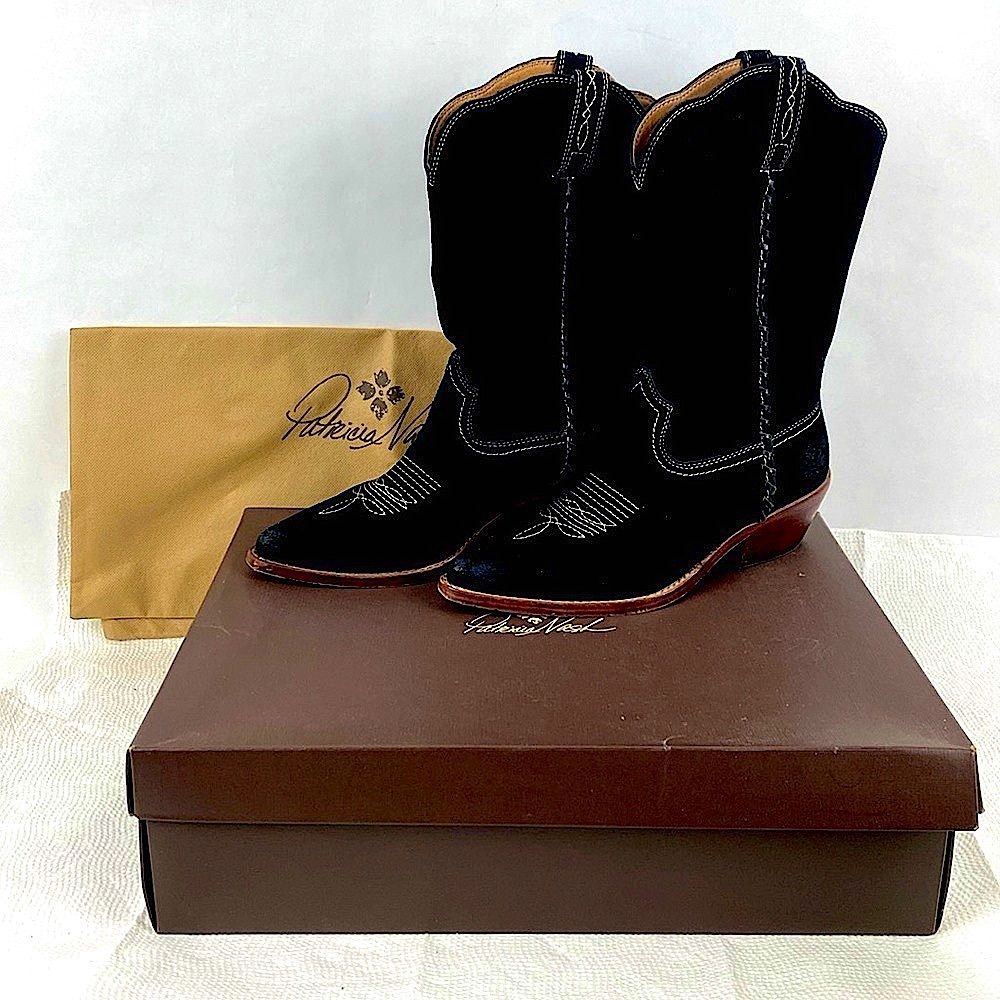 Patricia Nash Bergamo Black Suede Western Cowboy Cowgirl Boots Sz 8.5 Worn Once